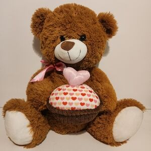 15” Teddy Bear Holding Heart Cupcake Stuffed Animal Plush